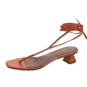 Amina Muaddi Zula Orange Leather and PVC Gladiator Sandals (US8.5, IT38.5)